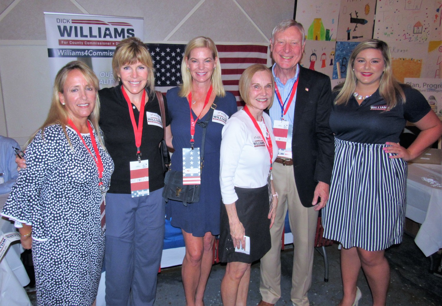District 4 County Commission candidate Dick Williams (second from right) gathers with Victoria Corlazzoli (from left), Kitty Switkes, Lisa Cook, Linda Williams, Dick Williams and Savannah Sizer.